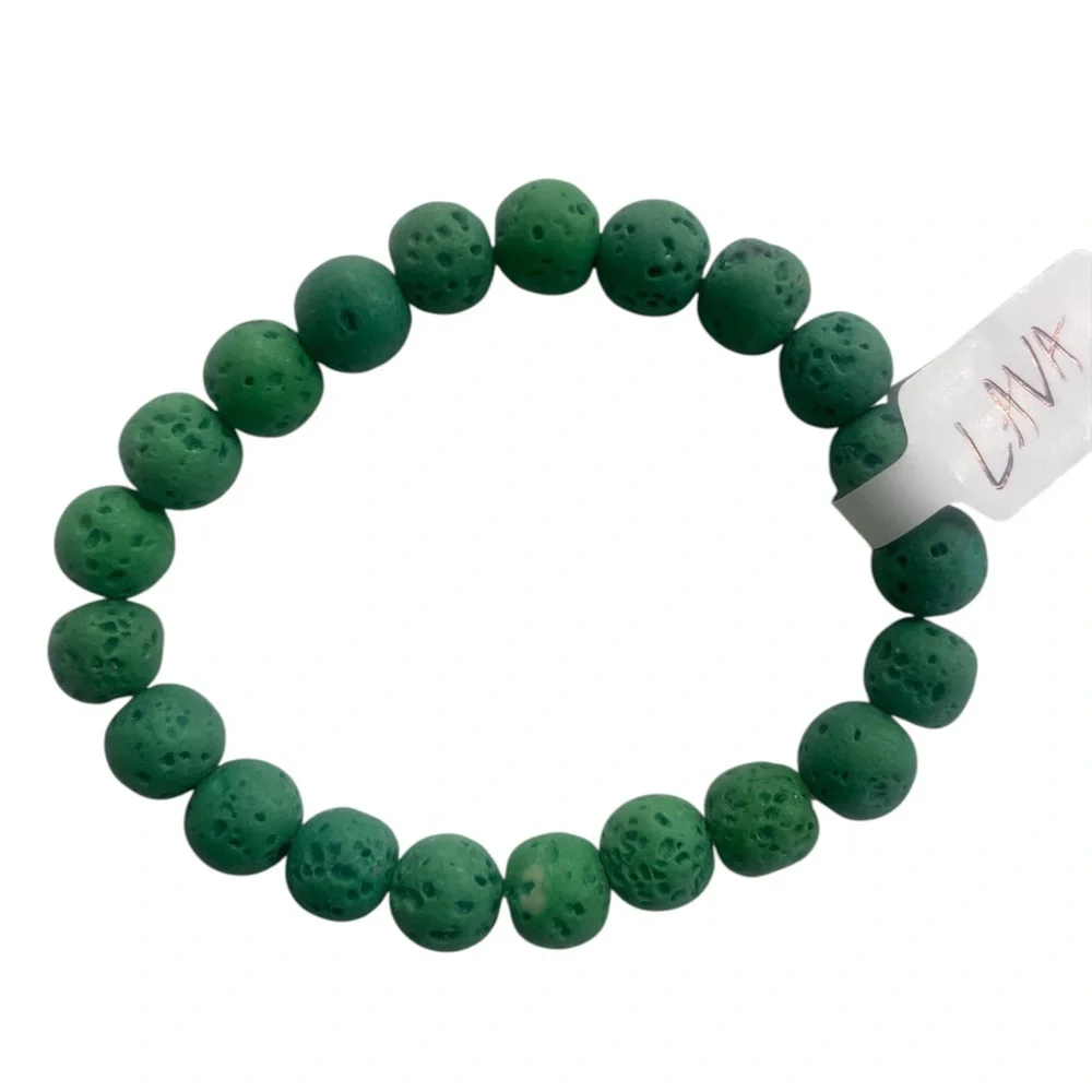 Lava gemstone bracelet,Available in Orange,Green,White,Navy blue multi colored - Picture 5 of 6